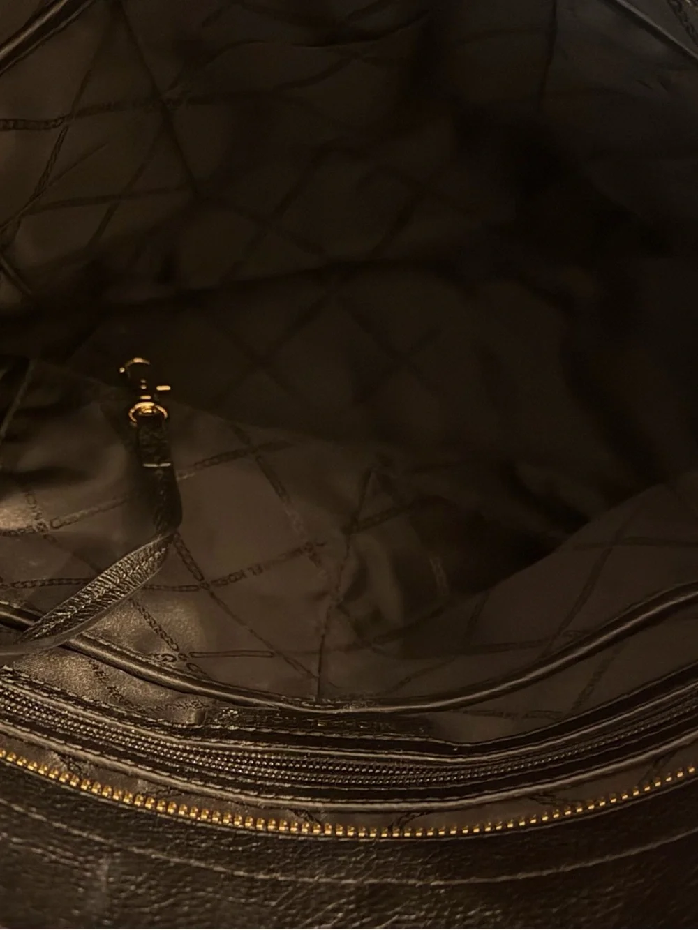 Michael Kors Black Leather Hobo Shoulder Bag with Gold Accents